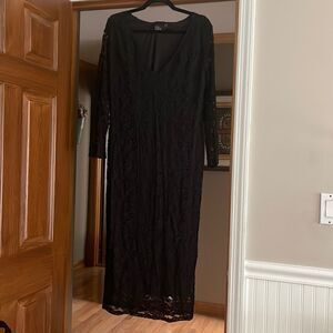 Long Sleeved Black Lace Dress
